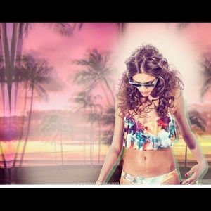 Bikini with top flown